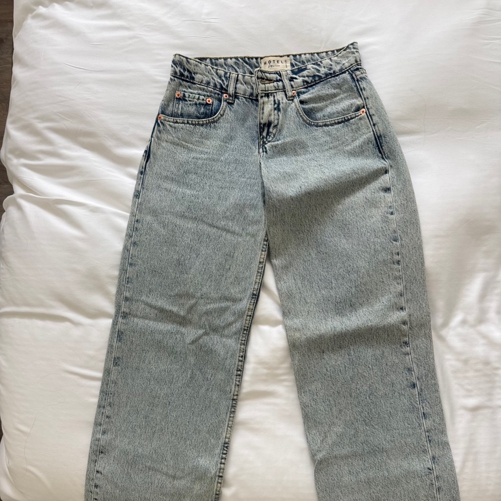 Motel Rocks Light Blue Straight Leg Jeans